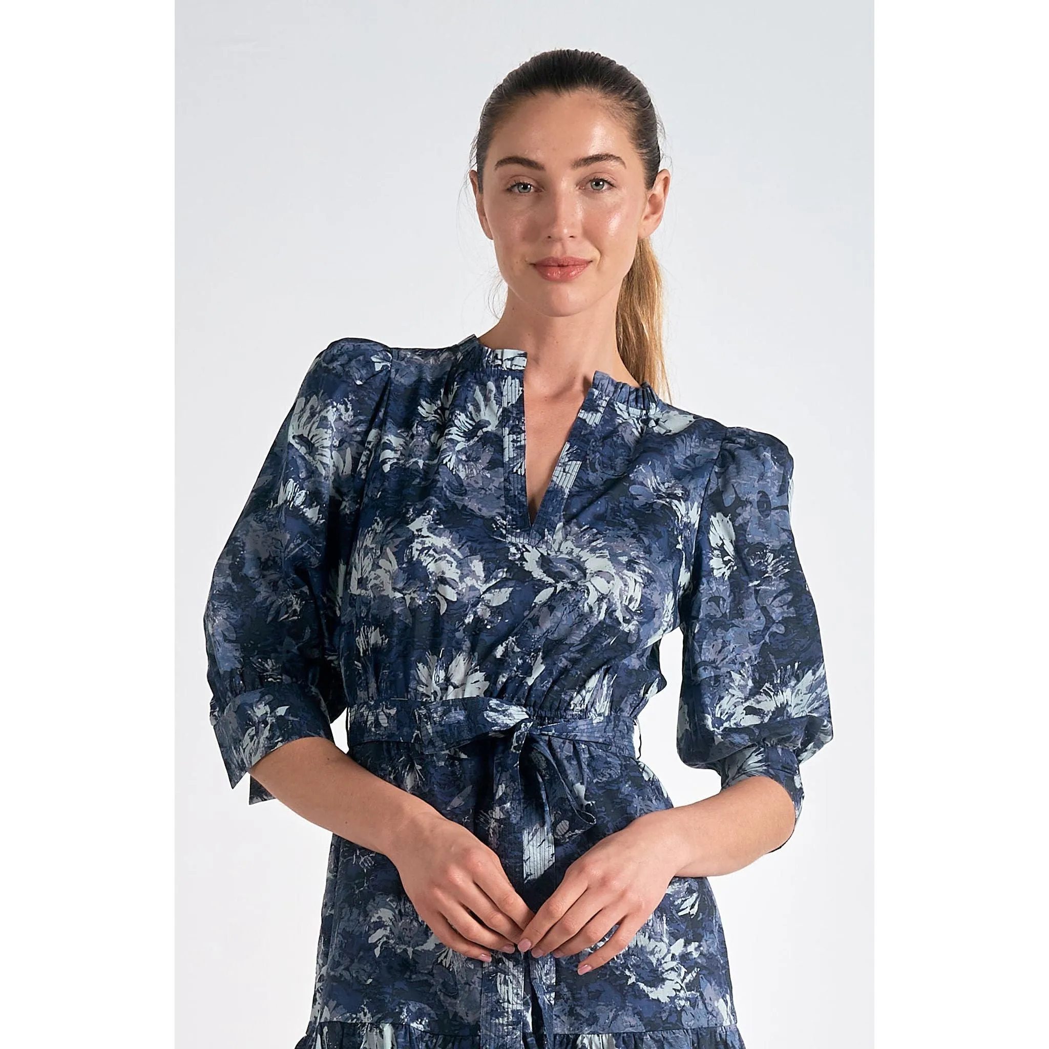 Blue Tuscany Ruffle Dress