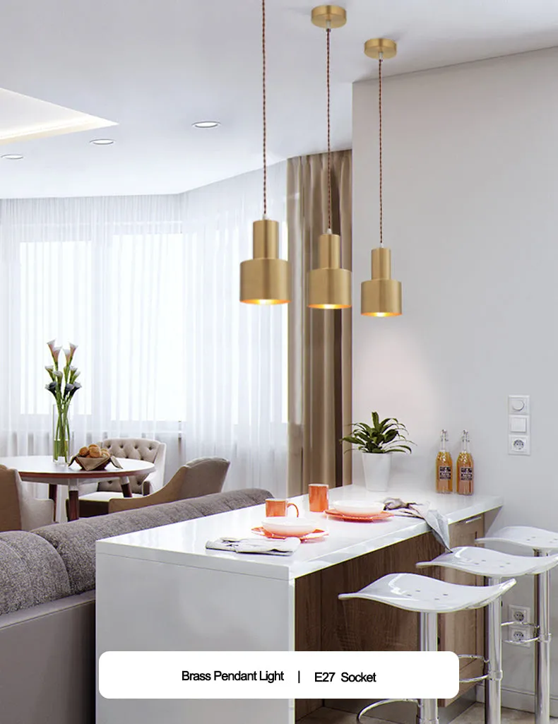 Brass Cylinder Pendant Light
