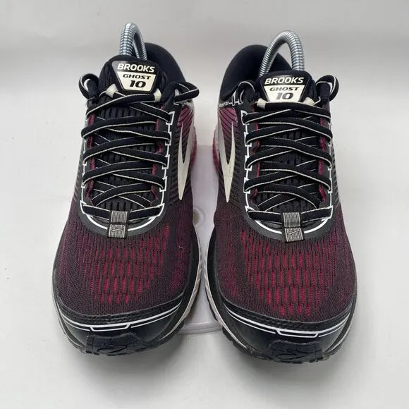 Brooks Ghost 10 Women Size 8.5 Black Pink Athletic Running Shoes 3686