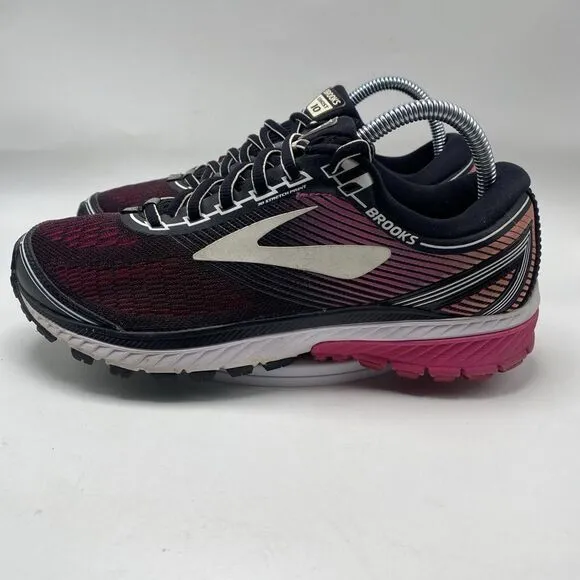 Brooks Ghost 10 Women Size 8.5 Black Pink Athletic Running Shoes 3686
