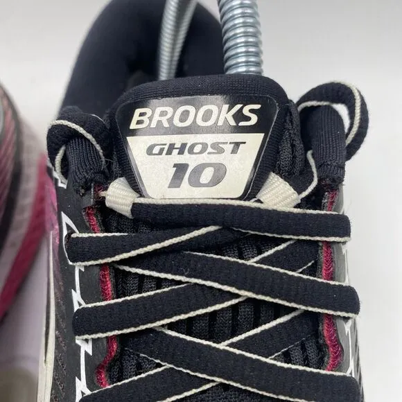 Brooks Ghost 10 Women Size 8.5 Black Pink Athletic Running Shoes 3686