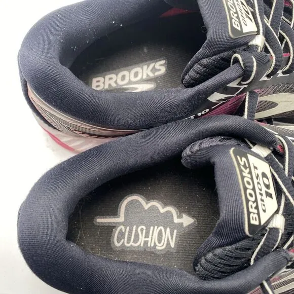 Brooks Ghost 10 Women Size 8.5 Black Pink Athletic Running Shoes 3686
