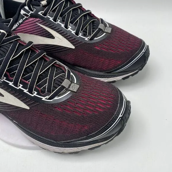 Brooks Ghost 10 Women Size 8.5 Black Pink Athletic Running Shoes 3686