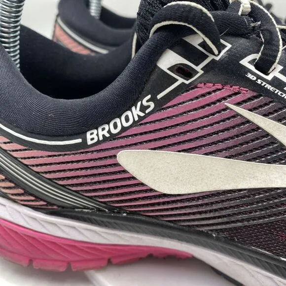 Brooks Ghost 10 Women Size 8.5 Black Pink Athletic Running Shoes 3686