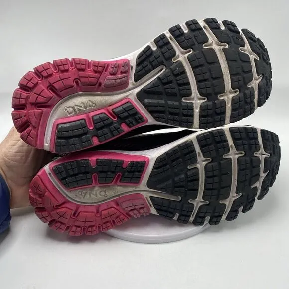 Brooks Ghost 10 Women Size 8.5 Black Pink Athletic Running Shoes 3686