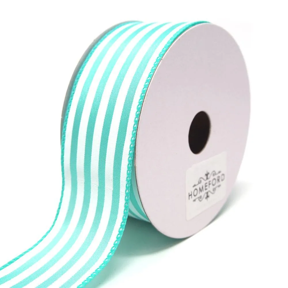 Cabana Stripes Satin Wired Ribbon, 10 Yards