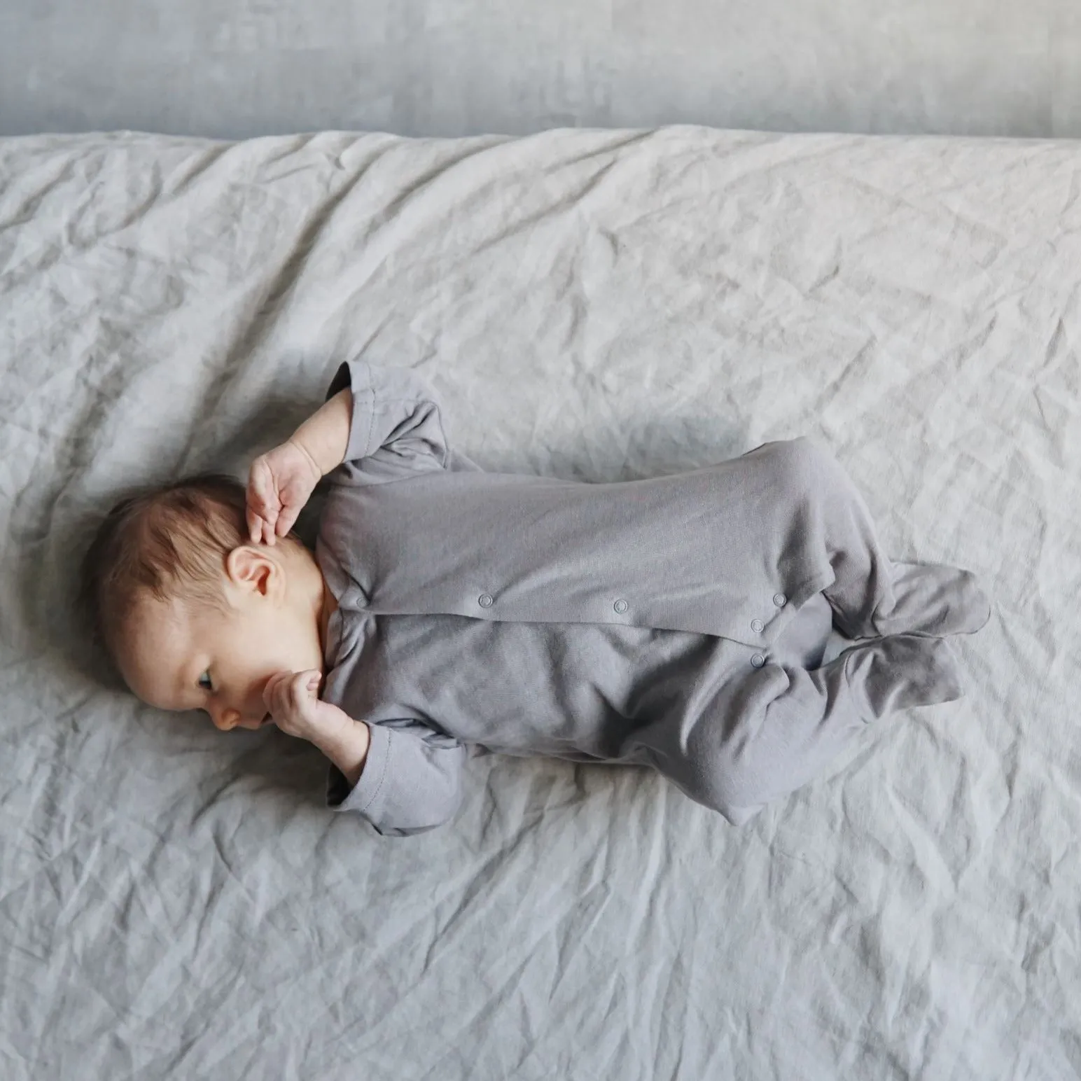 Callie Organic Cotton Jersey Babysuit (Stone)
