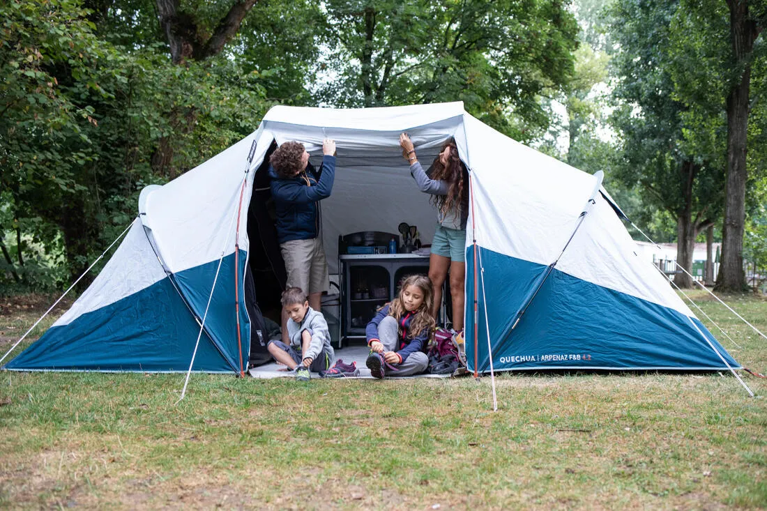 Camping tent with poles - Arpenaz 4.2 F&B - 4 Person - 2 Bedrooms