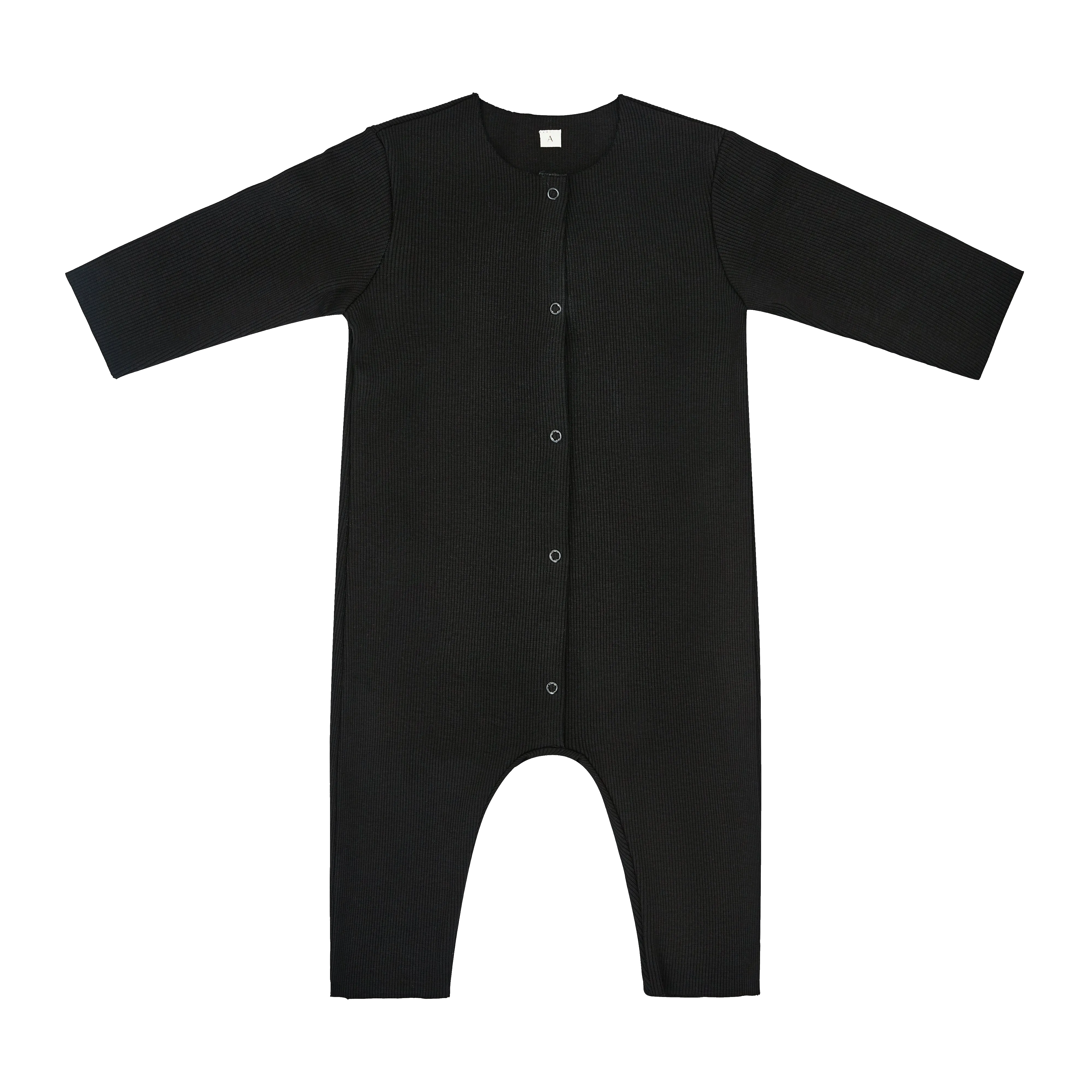 Carle Cotton Rib Footless Baby Romper (Black)