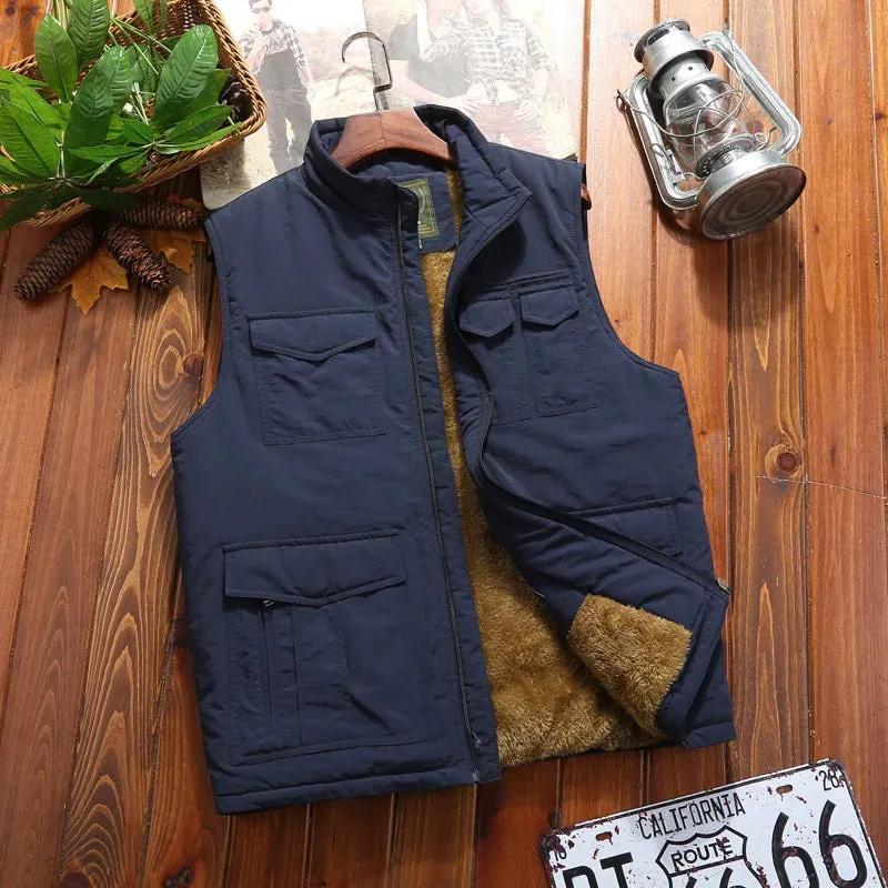 Casual Winter Vest for Men – Warm Fleece Thermal Waistcoat, Army Windbreaker Sleeveless Jacket C28