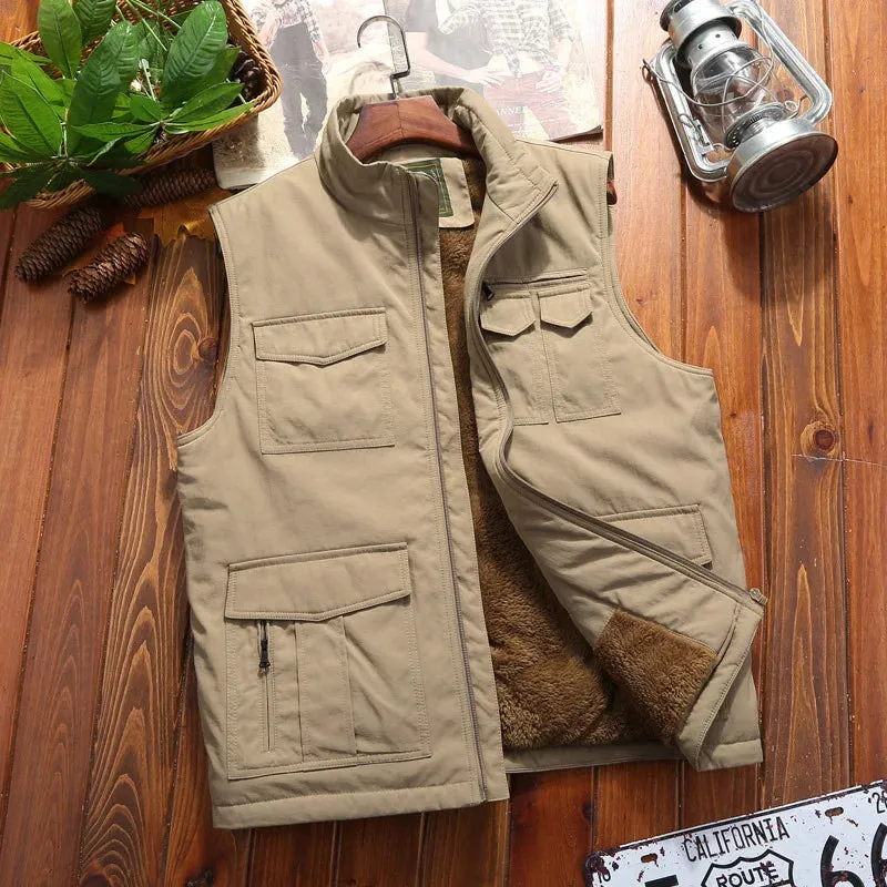 Casual Winter Vest for Men – Warm Fleece Thermal Waistcoat, Army Windbreaker Sleeveless Jacket C28