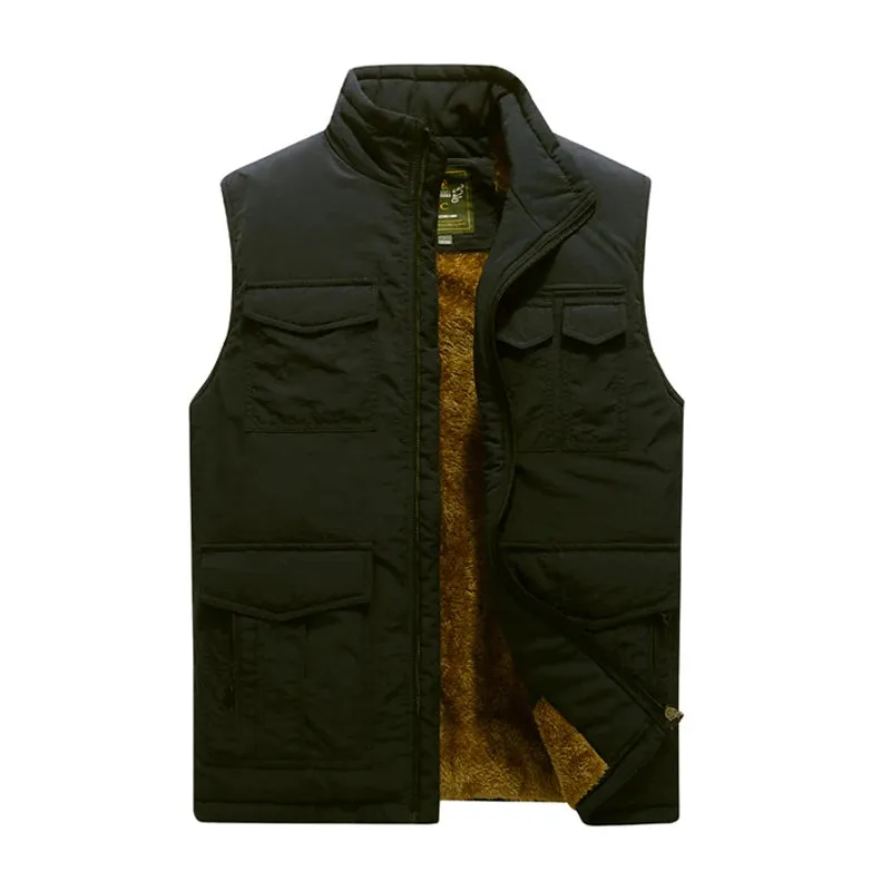 Casual Winter Vest for Men – Warm Fleece Thermal Waistcoat, Army Windbreaker Sleeveless Jacket C28