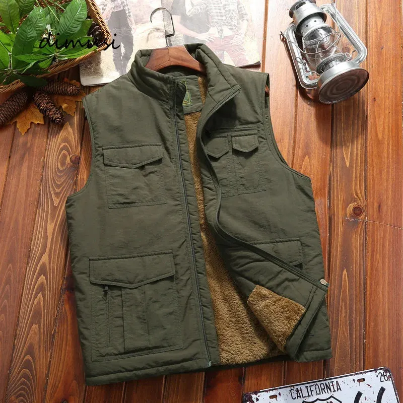 Casual Winter Vest for Men – Warm Fleece Thermal Waistcoat, Army Windbreaker Sleeveless Jacket C28