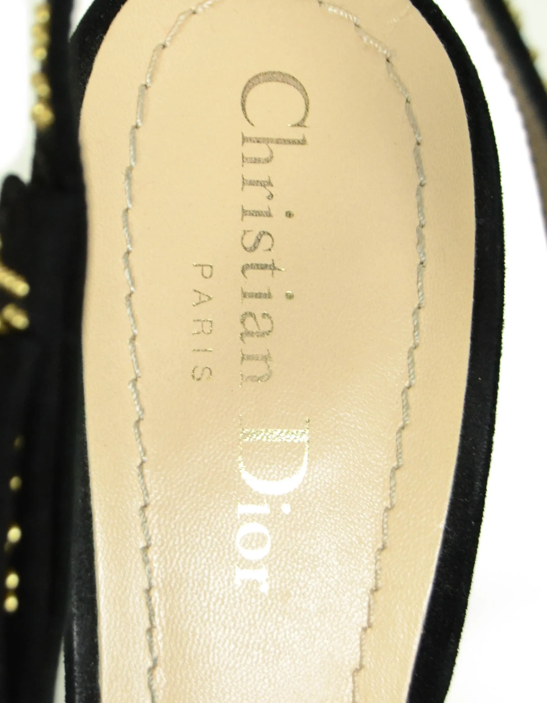 Christian Dior Black Plumetis Mesh Stud J'Adior Slingback Pumps sz 40