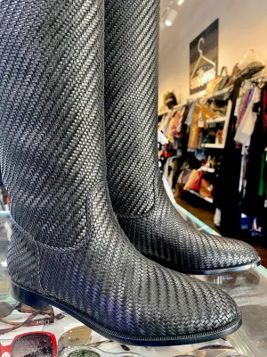Christian Dior Black Woven Lamb Skin Boots