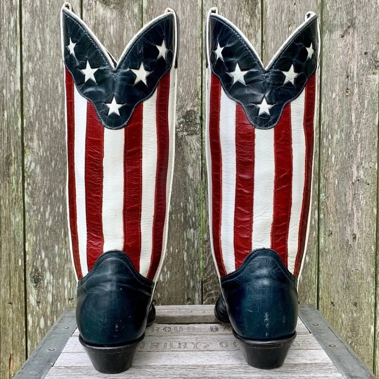 CODE WEST DAN POST Vintage American Flag Stars Stripes Cowgirl Cowboy Western Boots
