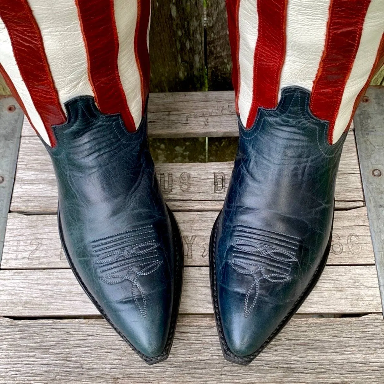 CODE WEST DAN POST Vintage American Flag Stars Stripes Cowgirl Cowboy Western Boots