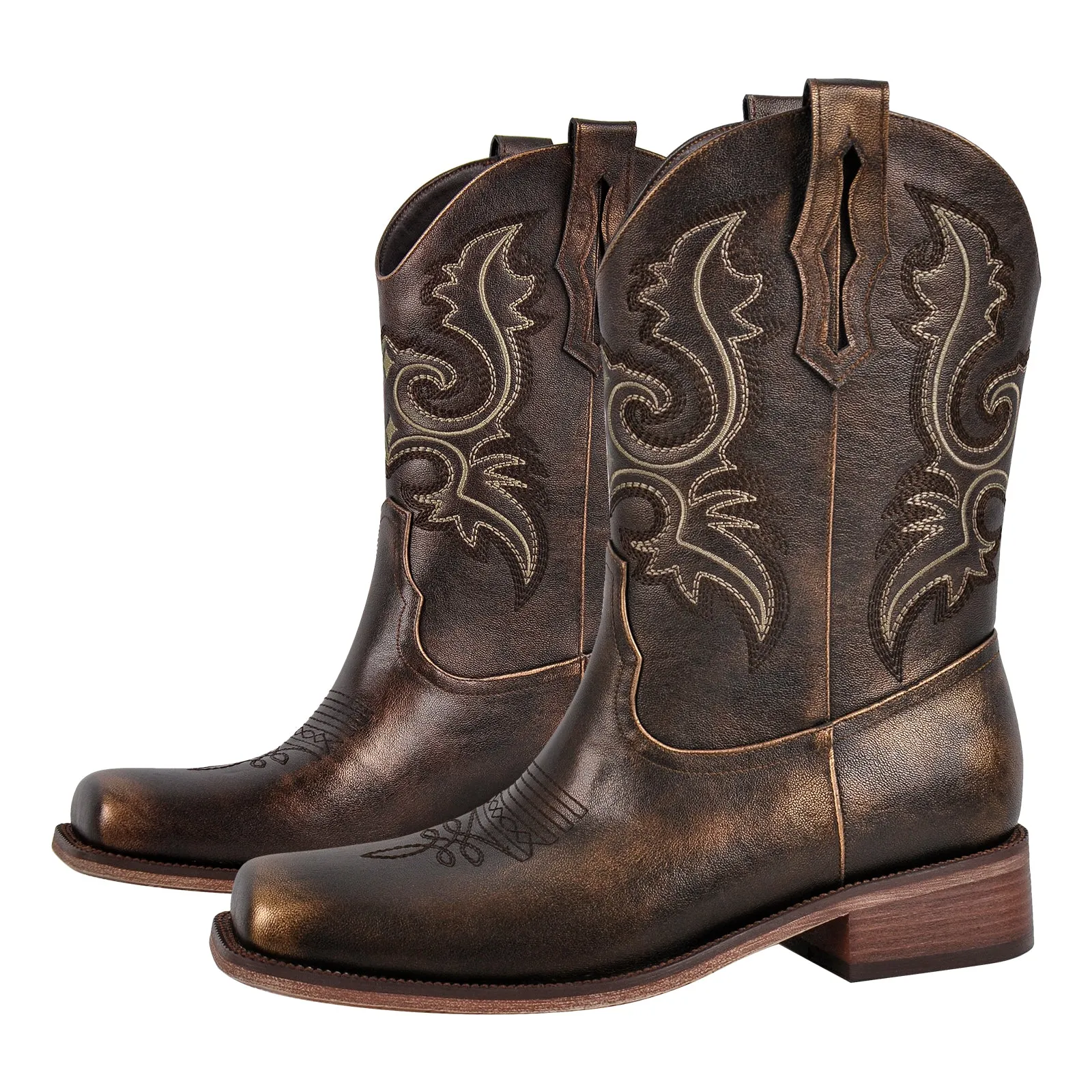 Cowboy Boots for Men Classic Western Style Embroidery Details