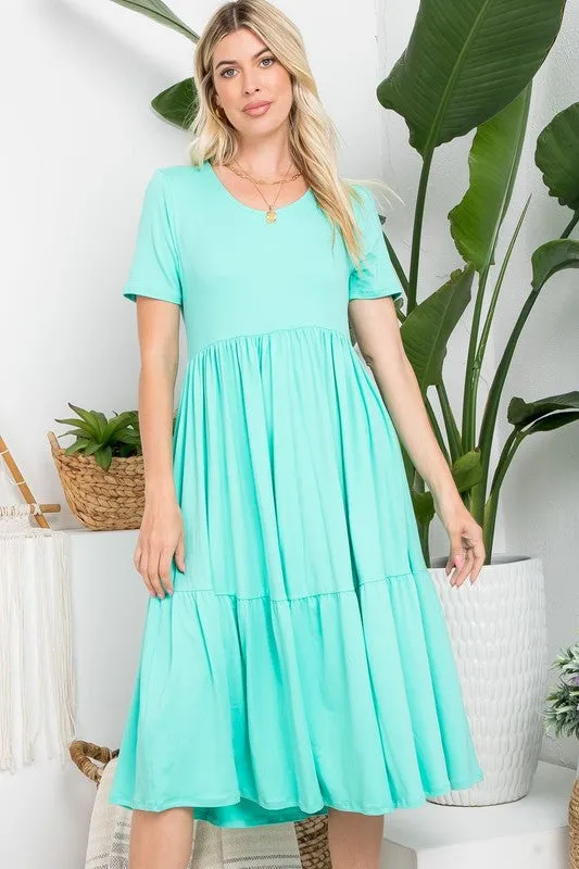 Create Your Joy Tiered Midi Dress in Mint