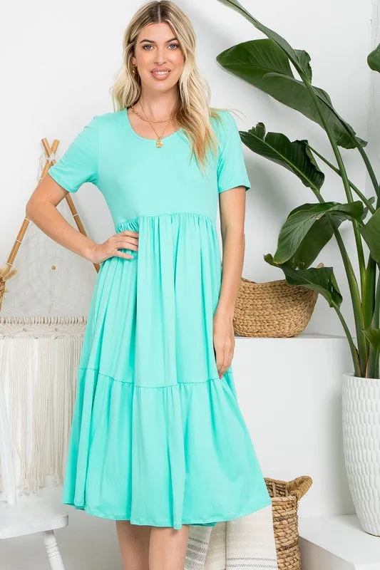 Create Your Joy Tiered Midi Dress in Mint
