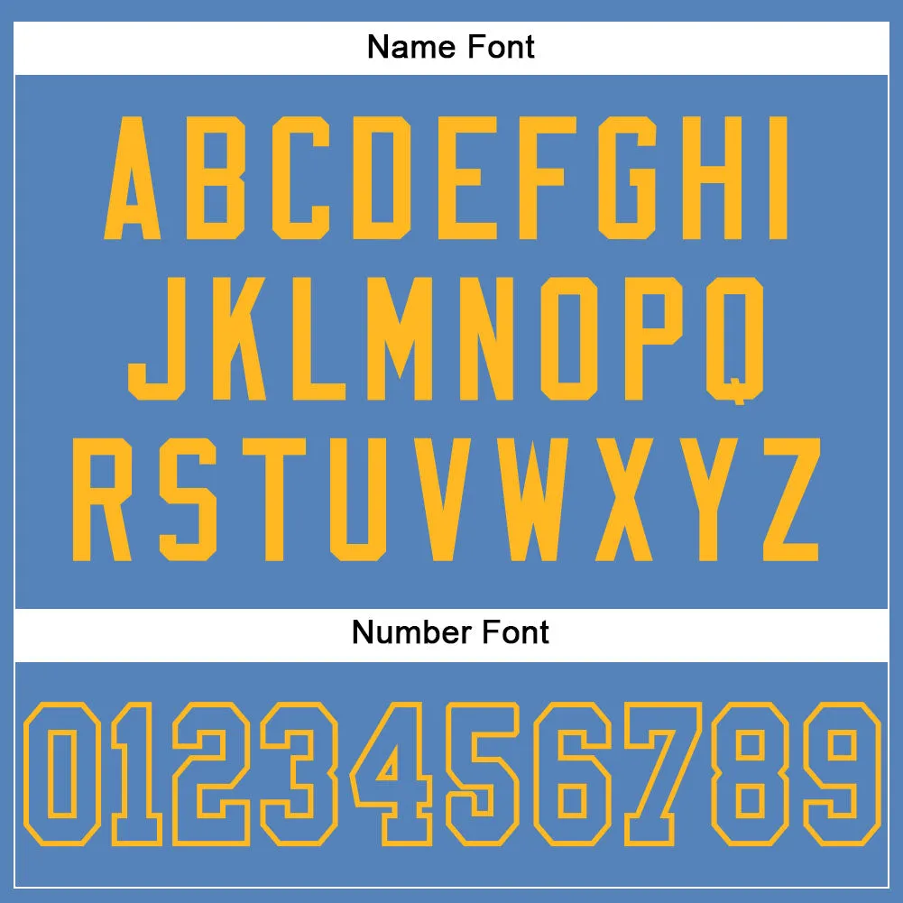 Custom Light Blue Gold Mesh Authentic Football Jersey