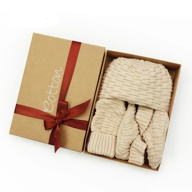 Cute Newborn Gifts | Infant Gift Set | Knitted Hats Booties & Mittens Set