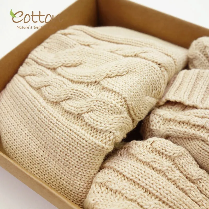 Cute Newborn Gifts | Infant Gift Set | Knitted Hats Booties & Mittens Set