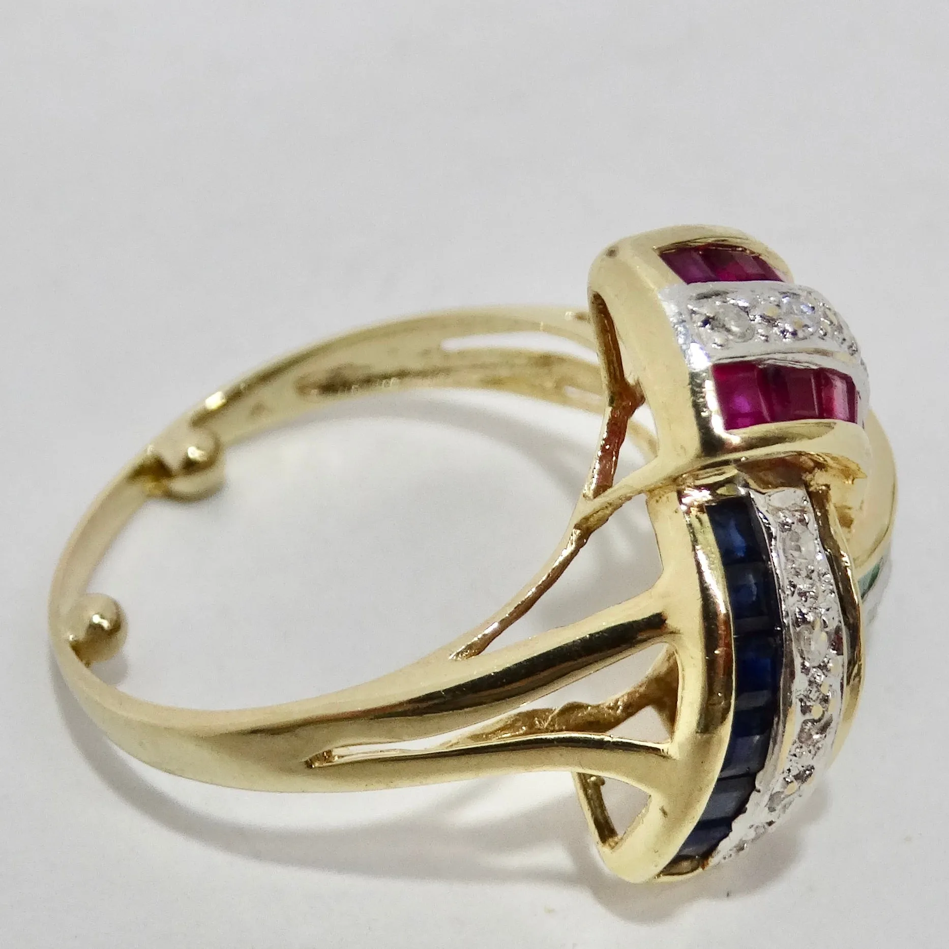 David Webb Inspired Sapphire, Ruby, Emerald and Diamond 1960s Ring