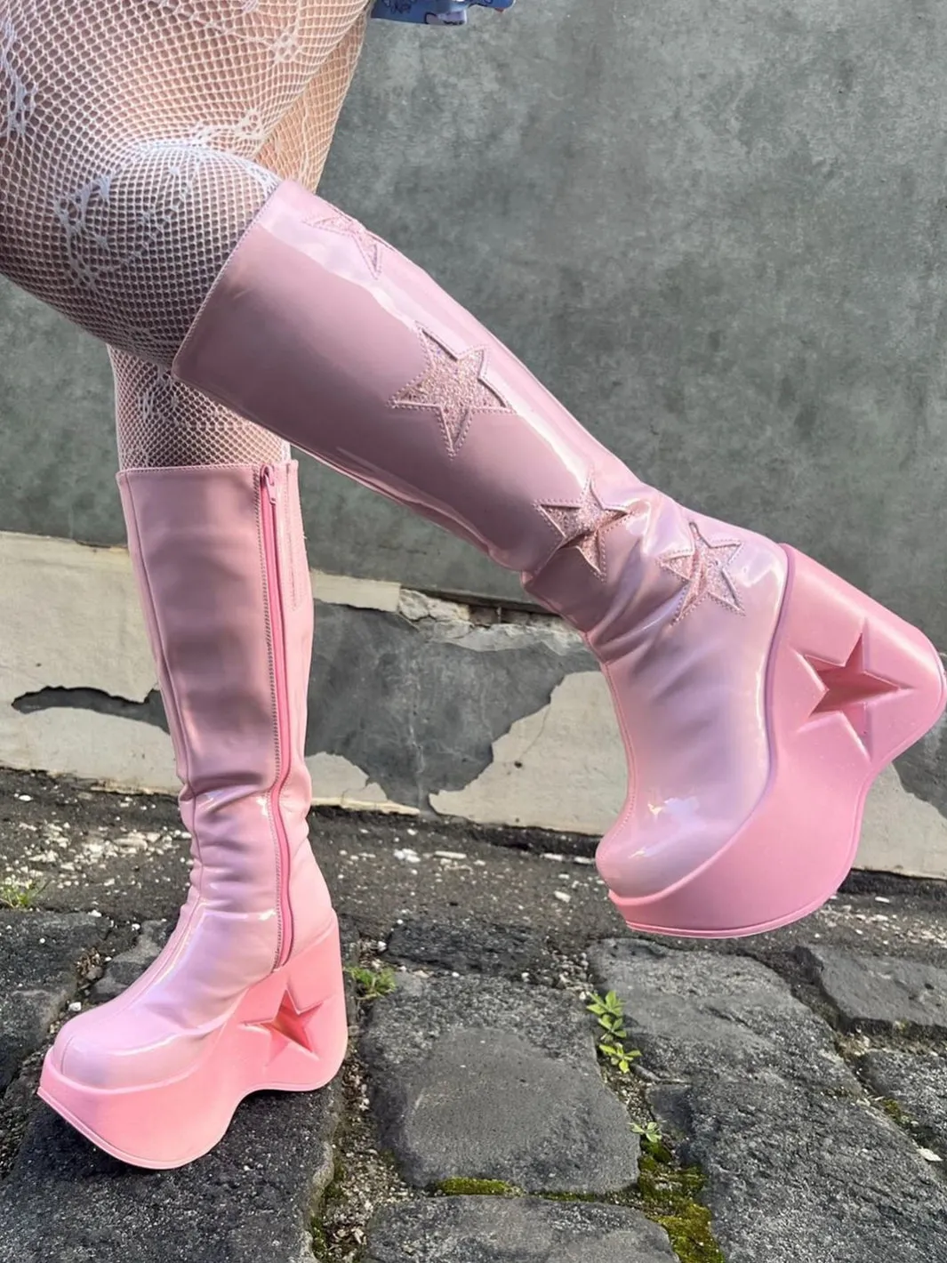 DEMONIA DYNAMITE-218 BOOTS - PINK ✰ PRE ORDER ✰