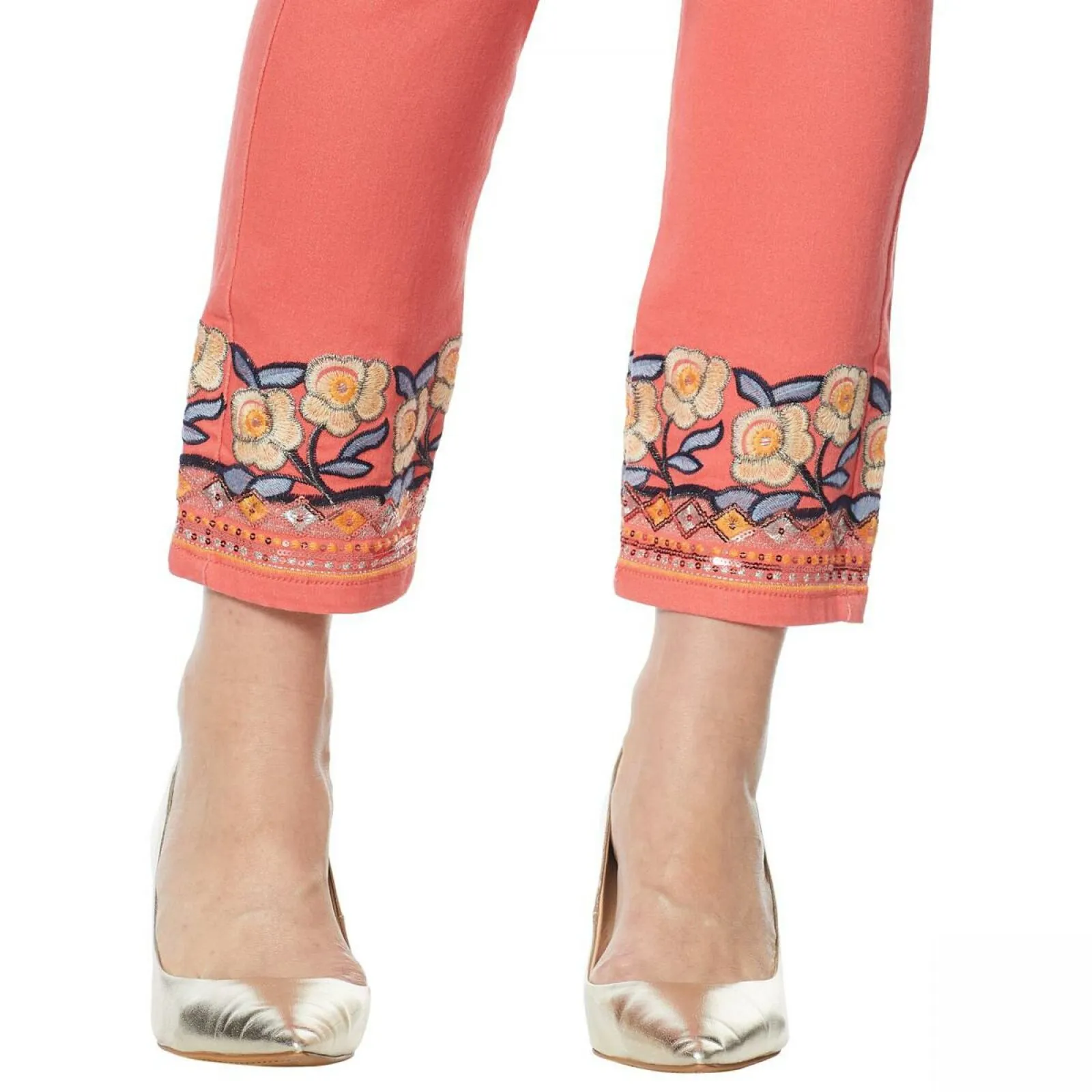 DG2 by Diane Gilman Petite Embroidered Hem Ankle Jeans
