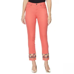 DG2 by Diane Gilman Petite Embroidered Hem Ankle Jeans