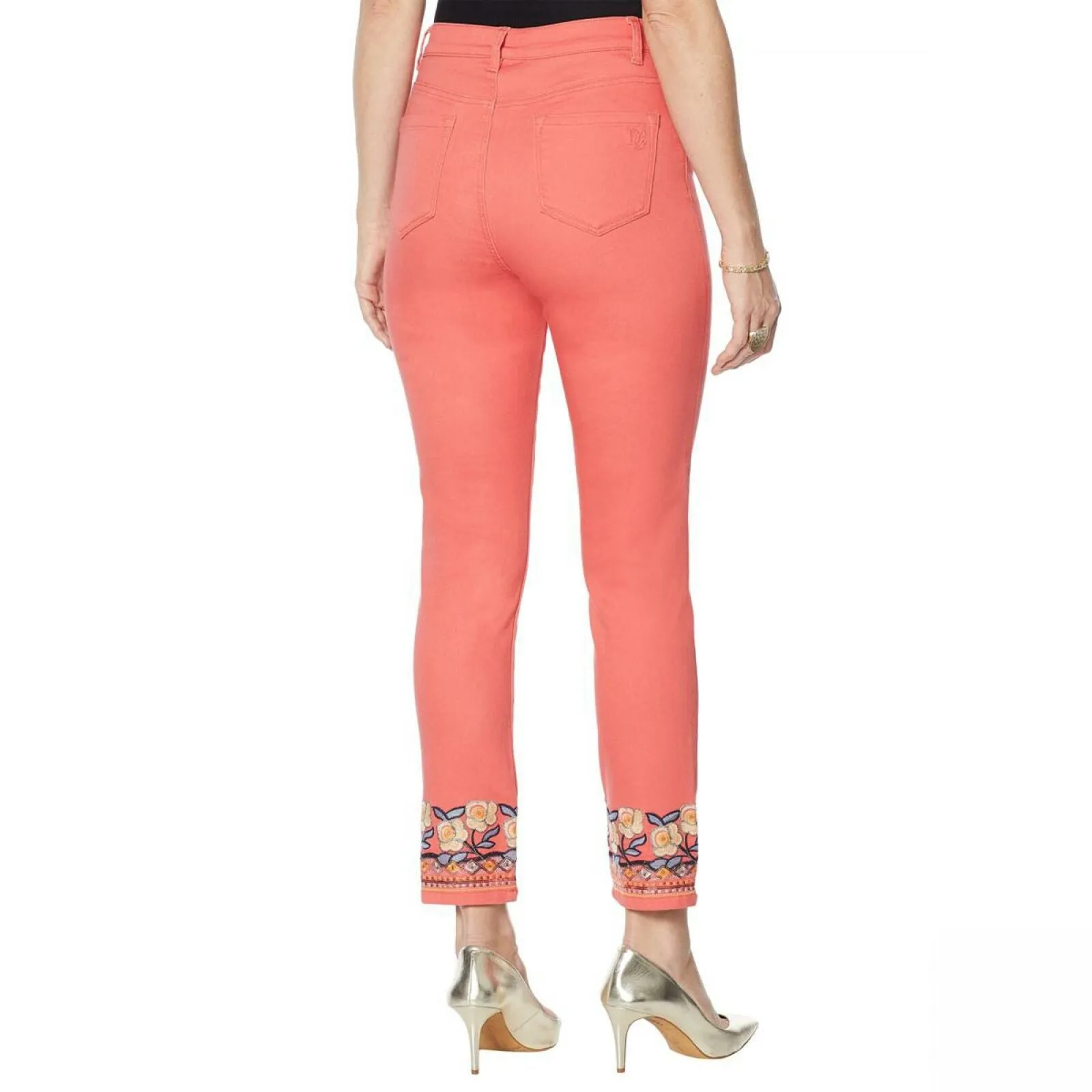 DG2 by Diane Gilman Petite Embroidered Hem Ankle Jeans