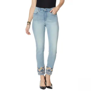 DG2 by Diane Gilman Plus Petite Size Embroidered Hem Ankle Jeans