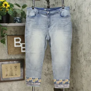 DG2 by Diane Gilman Women's Embroidered Hem Ankle Jeans Chambray 20W
