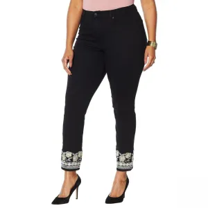 DG2 by Diane Gilman Women's Petite Embroidered Hem Ankle Jeans
