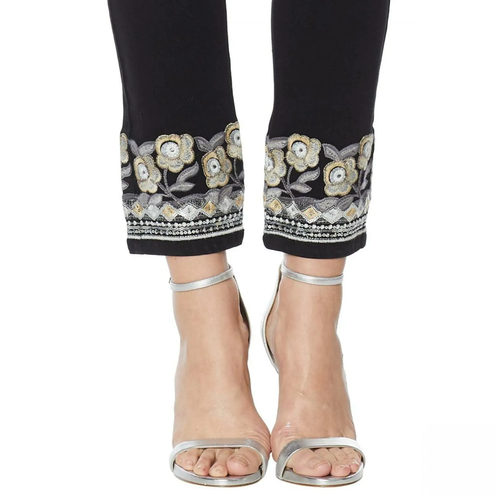 DG2 by Diane Gilman Women's Tall Embroidered Hem Ankle Jeans