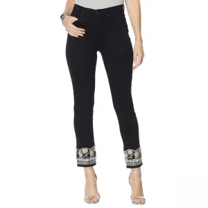 DG2 by Diane Gilman Women's Tall Embroidered Hem Ankle Jeans