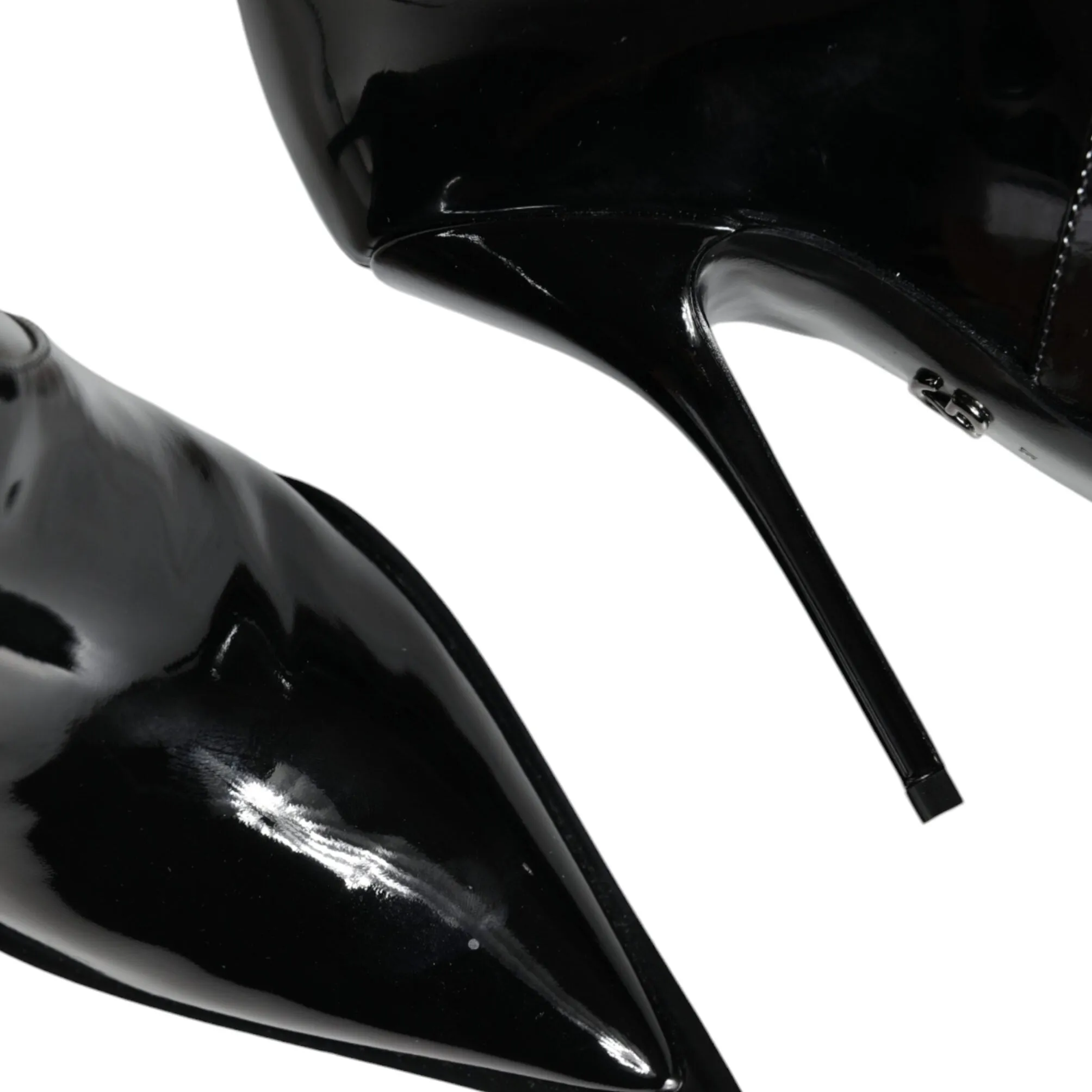 Dolce & Gabbana Black Patent Leather Mid Calf Boots Shoes