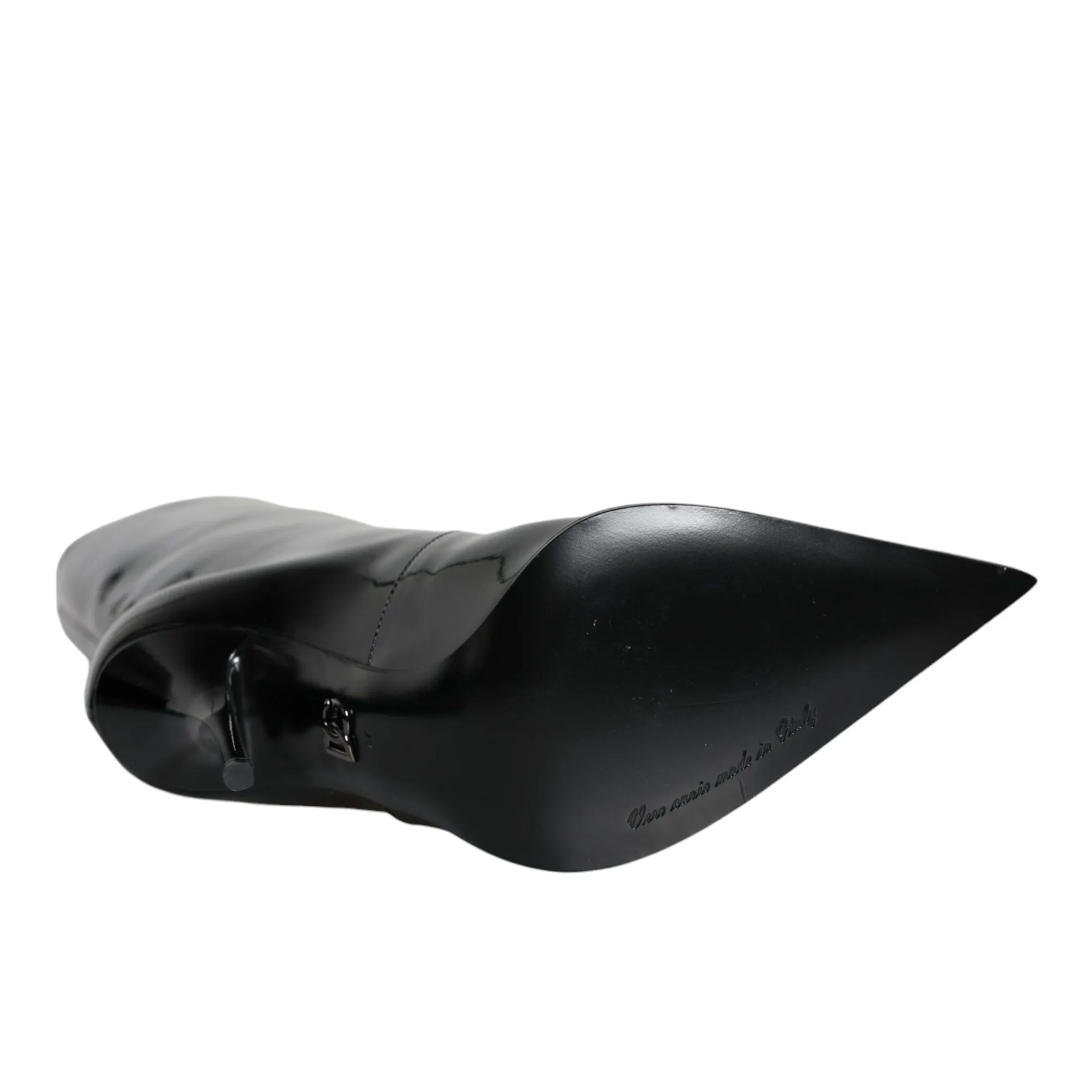 Dolce & Gabbana Black Patent Leather Mid Calf Boots Shoes