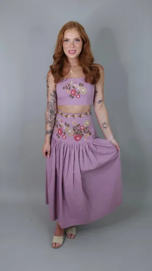 Dusty Plum Embroidered Skirt Set