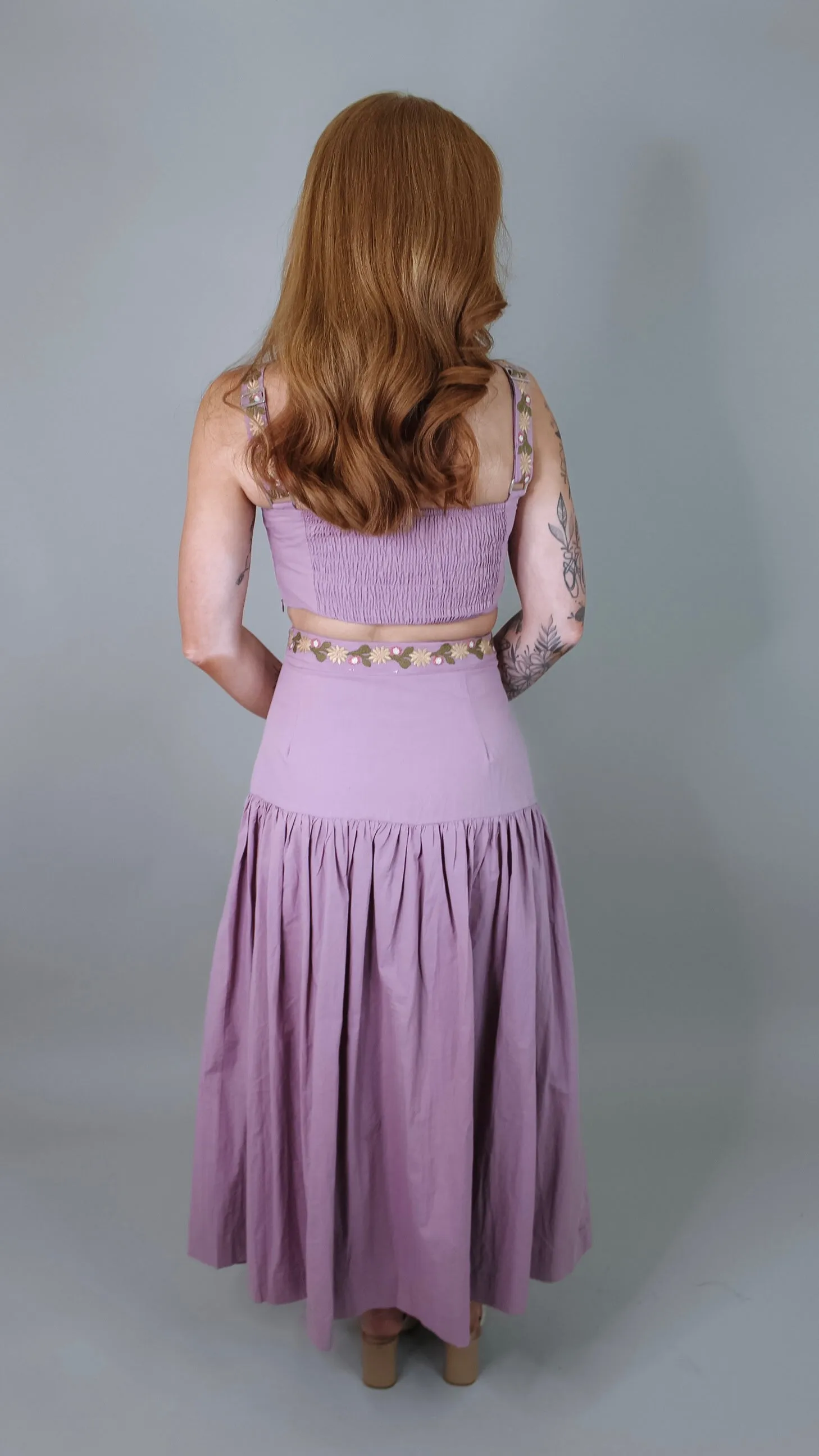 Dusty Plum Embroidered Skirt Set