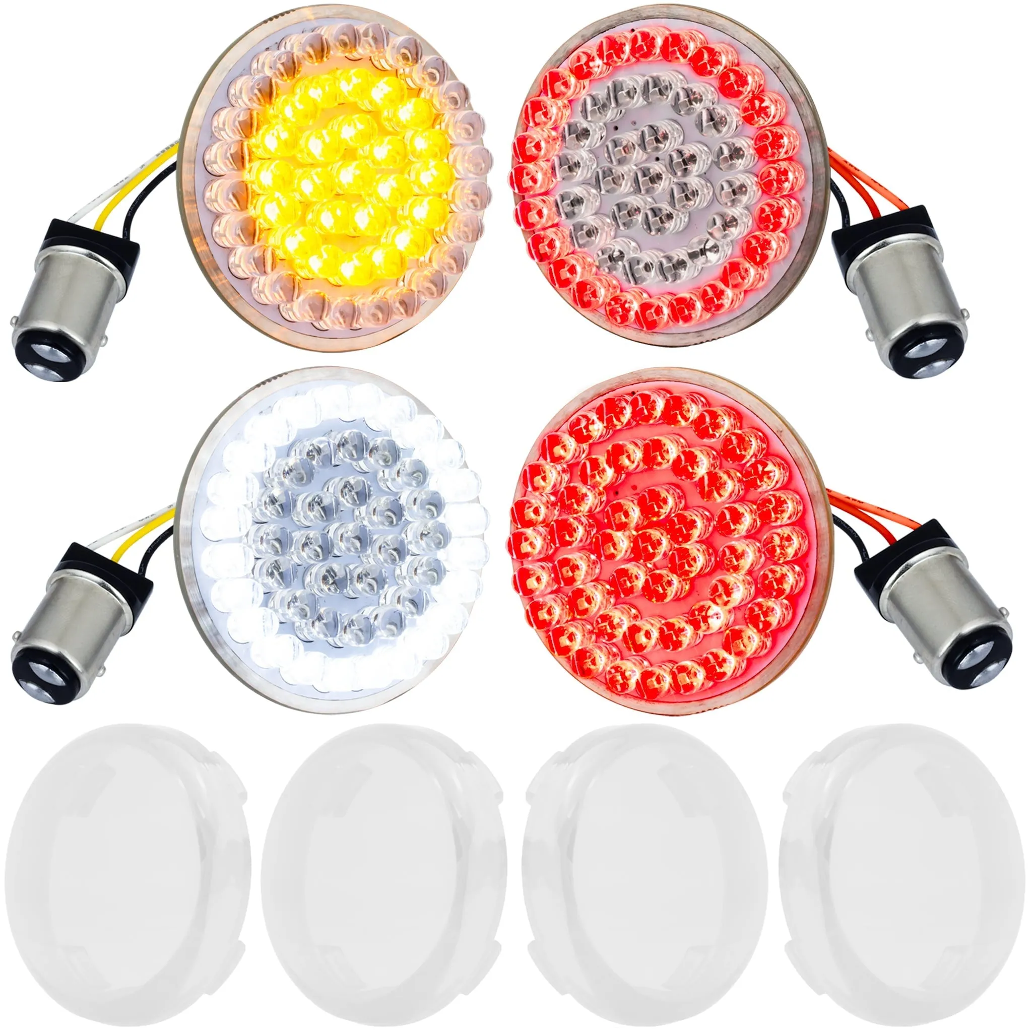 Eagle Lights 2” LED Turn Signal, Running and Brake Light Kit for Harley Davidson Motorcycles- Generation I / 1157 Front / 1157 Rear