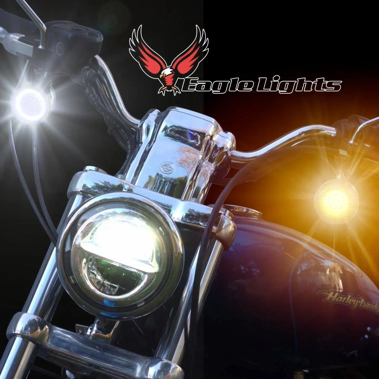 Eagle Lights 2” LED Turn Signal, Running and Brake Light Kit for Harley Davidson Motorcycles- Generation I / 1157 Front / 1157 Rear