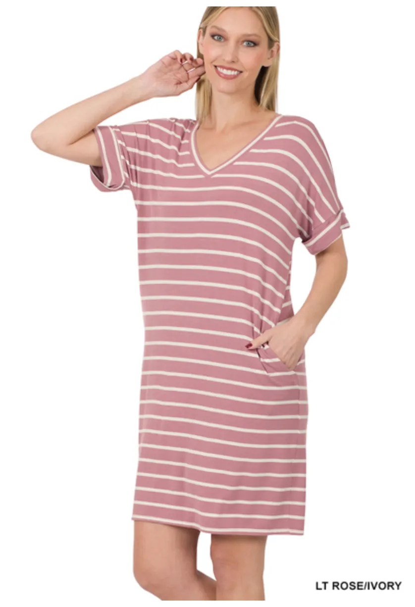 Easy Come Easy Go Striped Dress-Multiple Colors Available