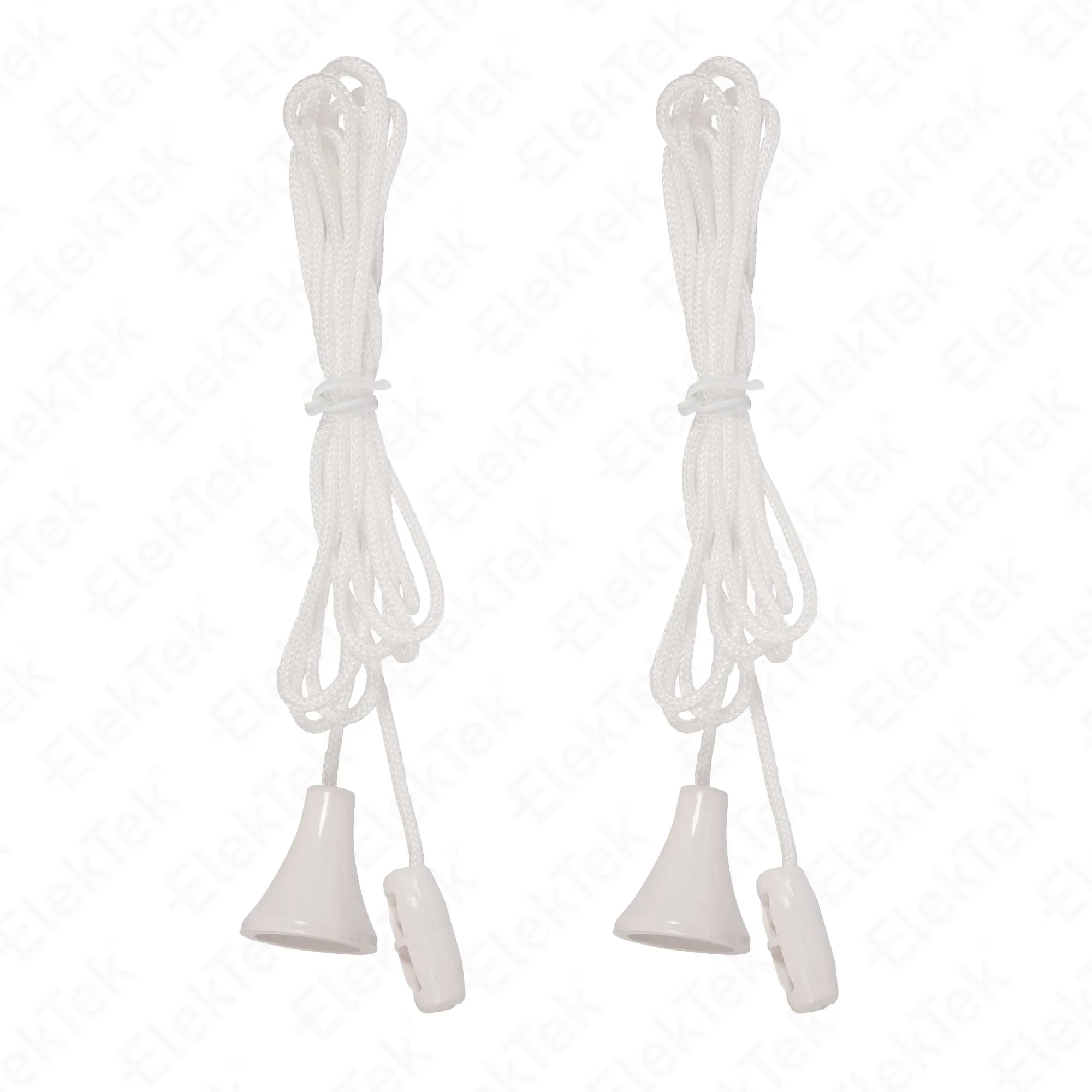 ElekTek 2x Bathroom Ceiling Pull Switch Cord String Toggle white or black - twin/double pack
