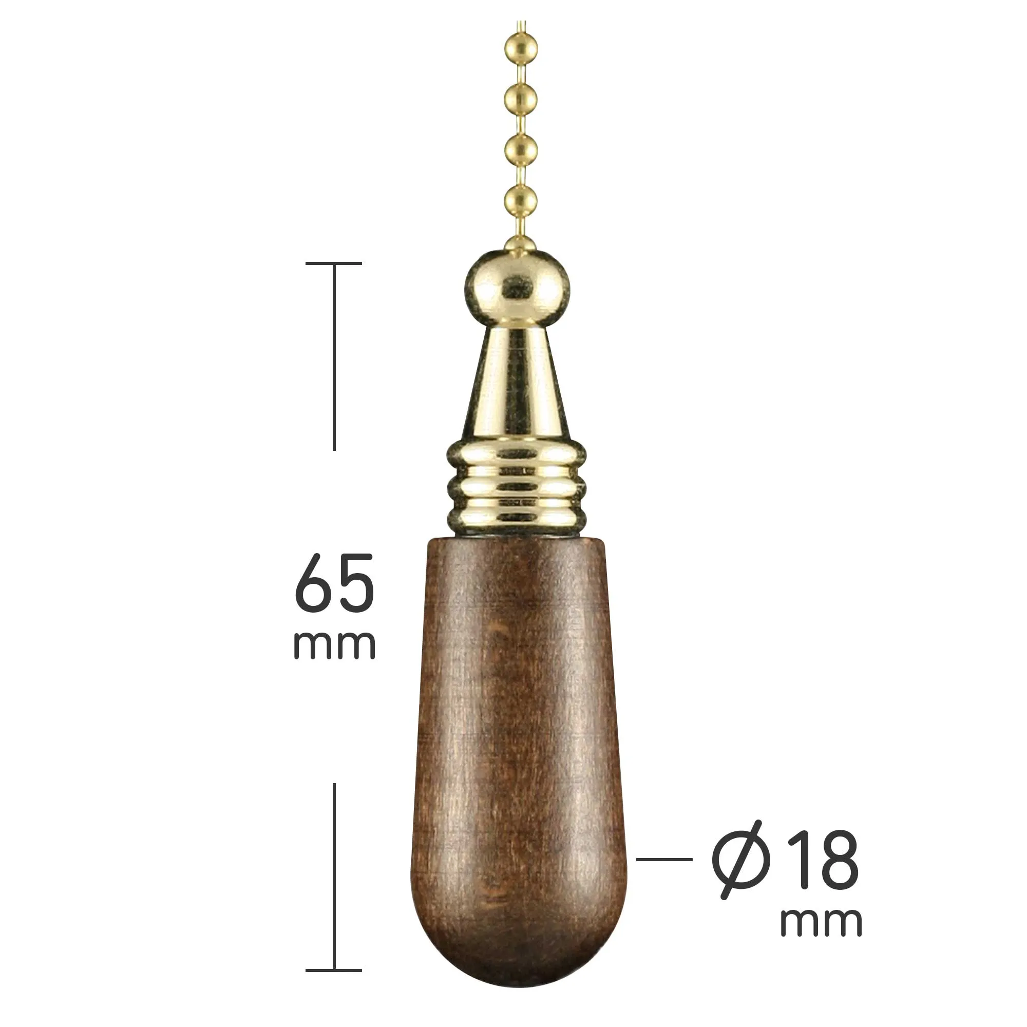 ElekTek Premium Brushed Brass Bathroom Light Pull Cord Switch Kit with Pull Chain Handle