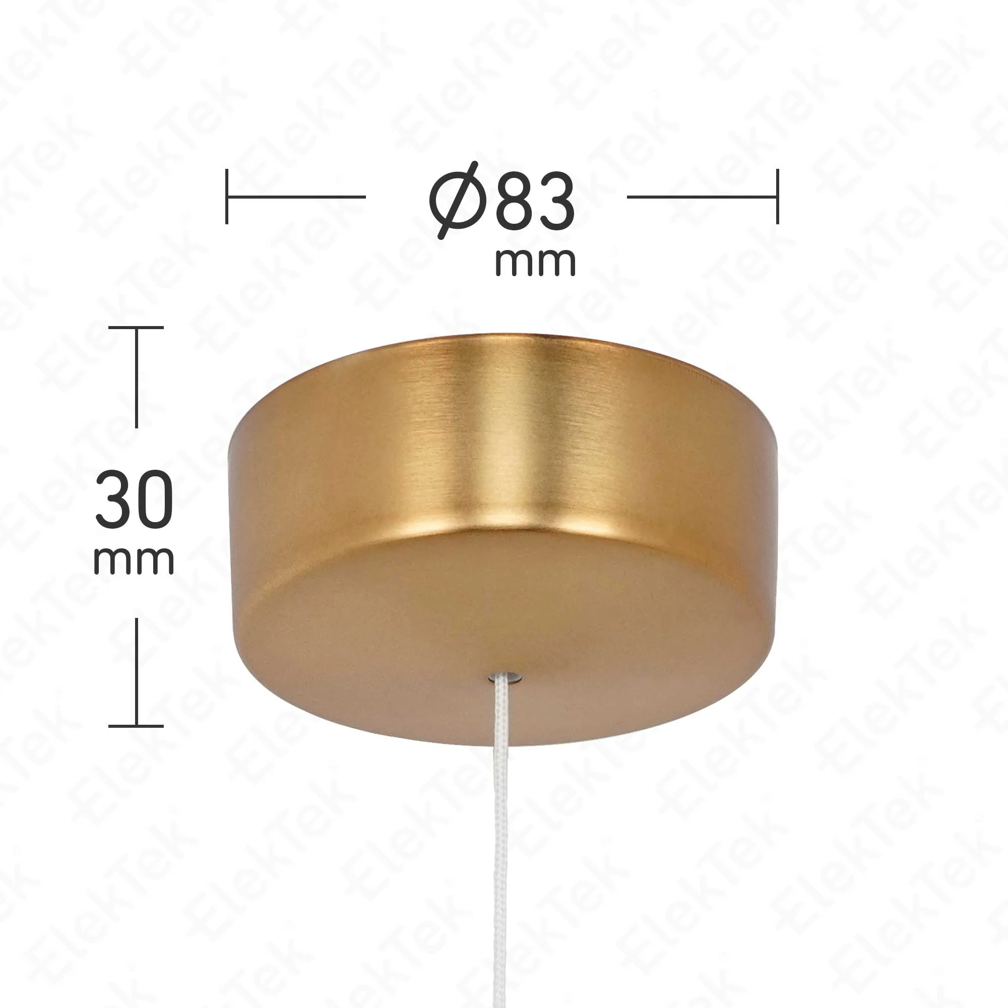 ElekTek Premium Brushed Brass Bathroom Light Pull Cord Switch Kit with Pull Chain Handle