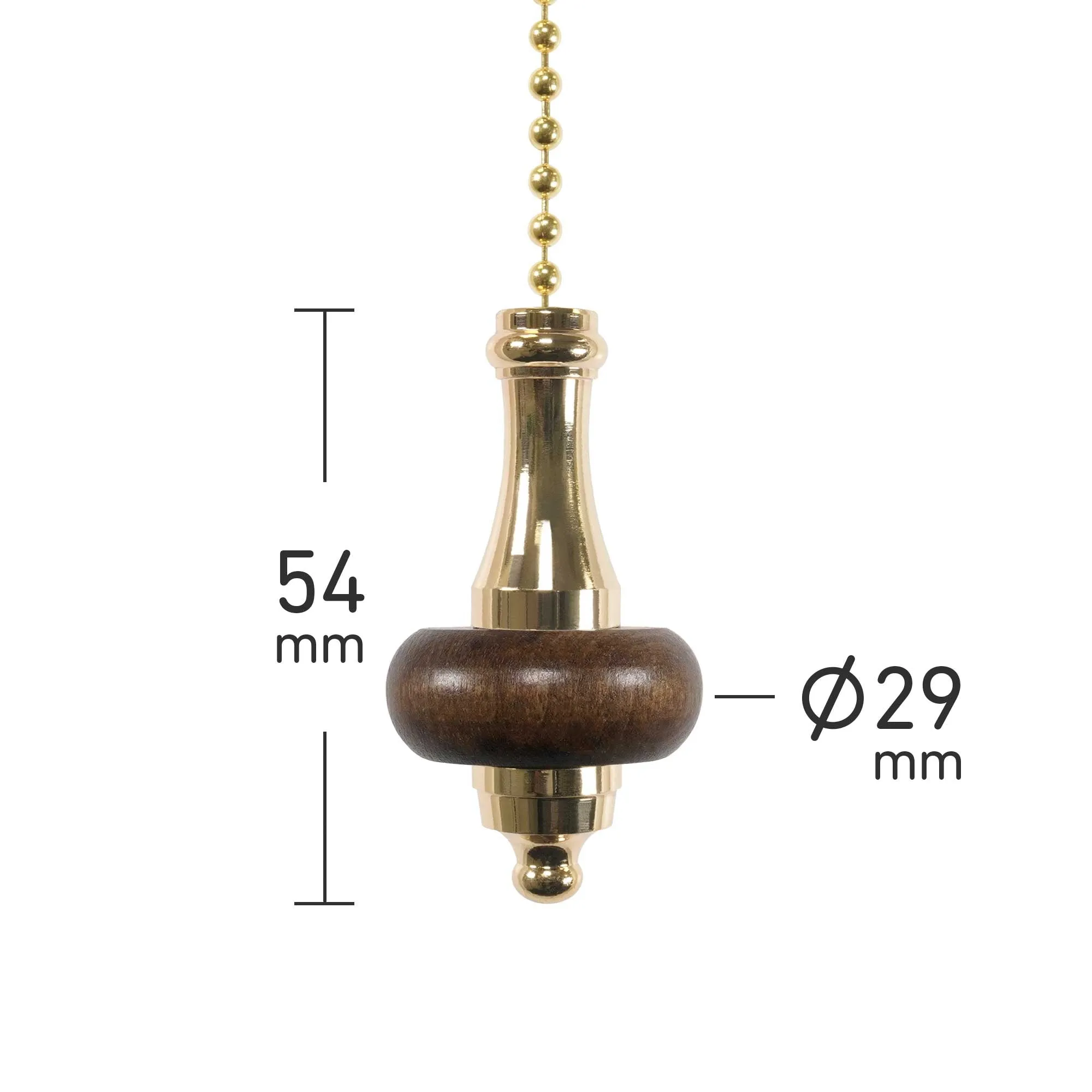 ElekTek Premium Brushed Brass Bathroom Light Pull Cord Switch Kit with Pull Chain Handle