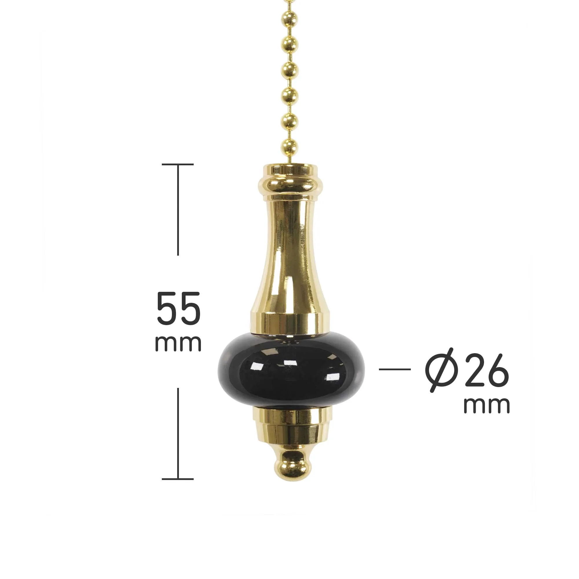 ElekTek Premium Brushed Brass Bathroom Light Pull Cord Switch Kit with Pull Chain Handle
