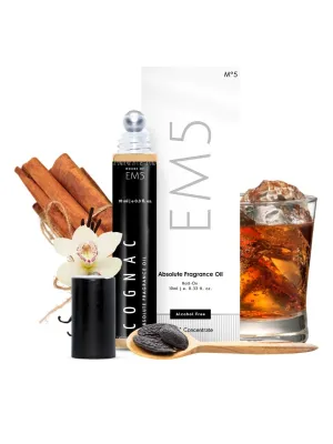 EM5™ C0GNAC | Perfume Oil Roll On (Attar) 90% Concentrate Non-Alcoholic for Men and Women, Strong and Long Lasting | Woody Amber Warm Spicy | 10ml Roll-On Easy to Carry and Travel Friendly